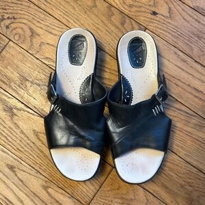 Red Wing 4743 Black Leather‎ Slide Sandals Womens 8.5 D Comfort Wedge Mules